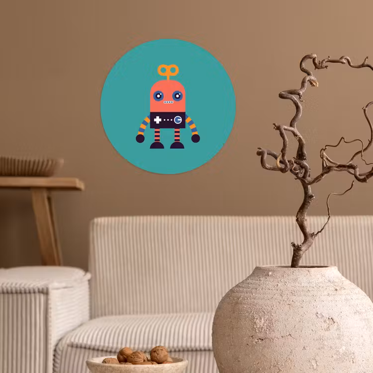 Behangcirkel - Robot - Speelgoed - Gezicht - Roze - Jongens - Kinderen — 2