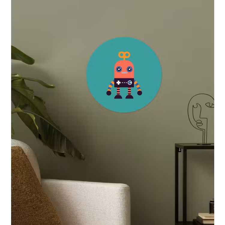 Behangcirkel - Robot - Speelgoed - Gezicht - Roze - Jongens - Kinderen — 3