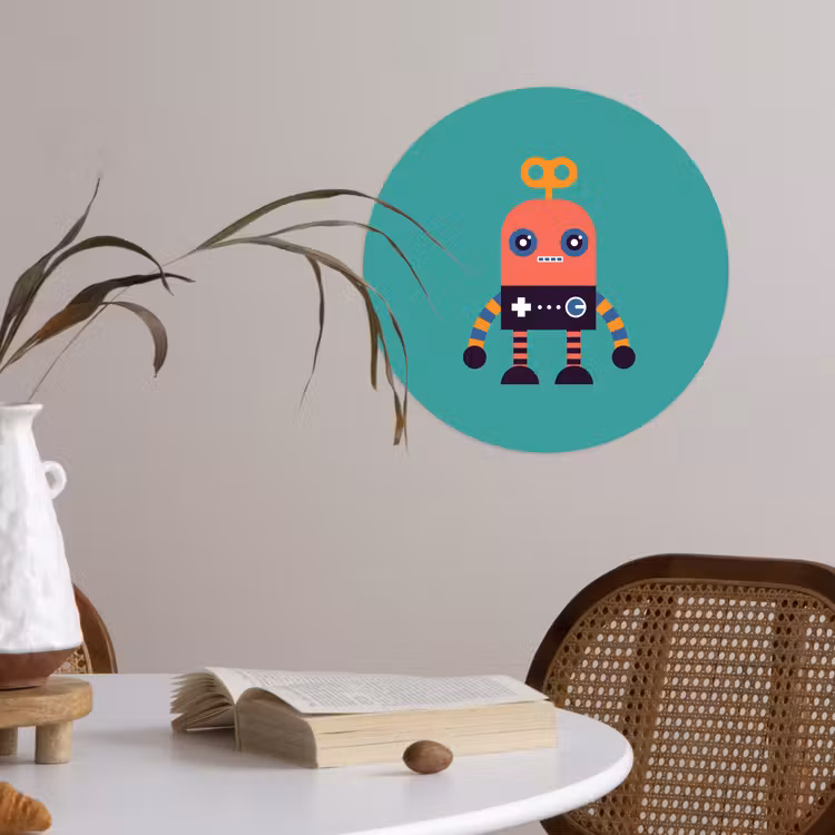 Behangcirkel - Robot - Speelgoed - Gezicht - Roze - Jongens - Kinderen — 4