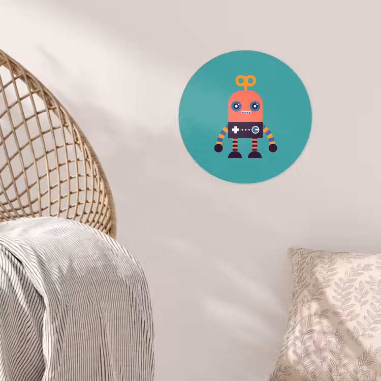 Behangcirkel - Robot - Speelgoed - Gezicht - Roze - Jongens - Kinderen — 5