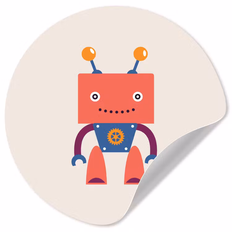 Behangcirkel - Robot - Tandwiel - Gezicht - Antenne - Kids - Jongetjes — 1