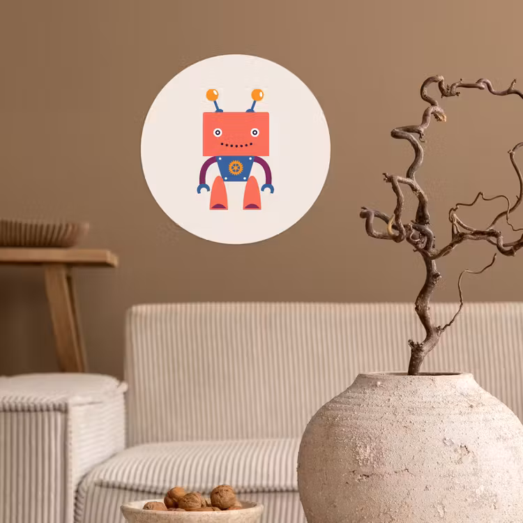 Behangcirkel - Robot - Tandwiel - Gezicht - Antenne - Kids - Jongetjes — 2