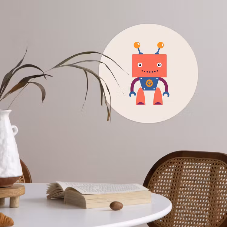 Behangcirkel - Robot - Tandwiel - Gezicht - Antenne - Kids - Jongetjes — 4