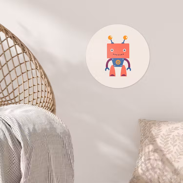 Behangcirkel - Robot - Tandwiel - Gezicht - Antenne - Kids - Jongetjes — 5