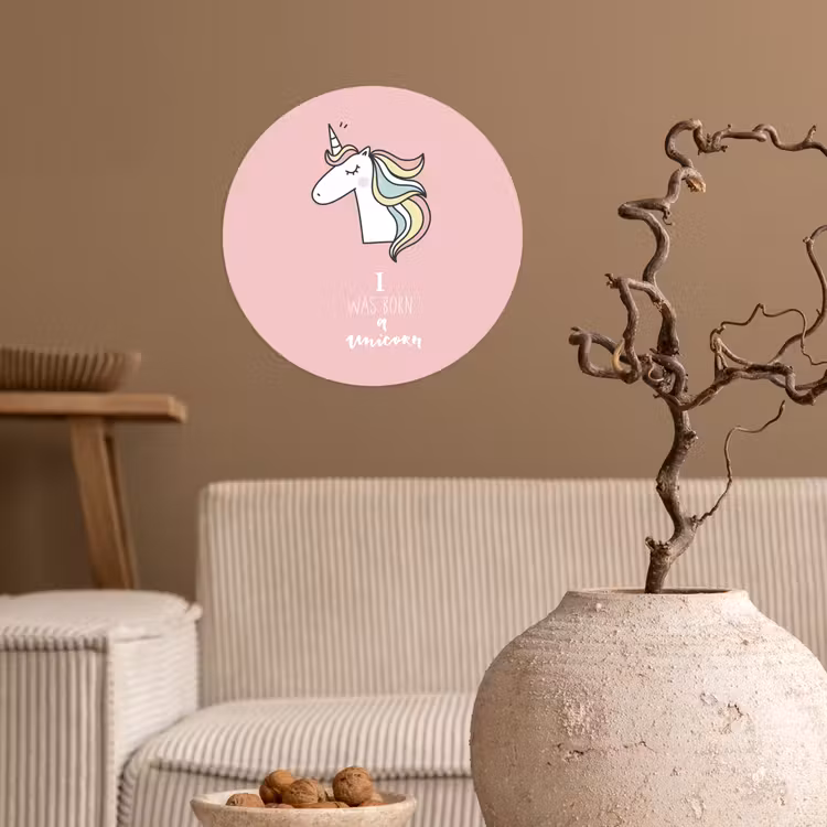 Behangcirkel - Unicorn - Quotes - Roze - I was born a unicorn - Meisjes - Kind — 2