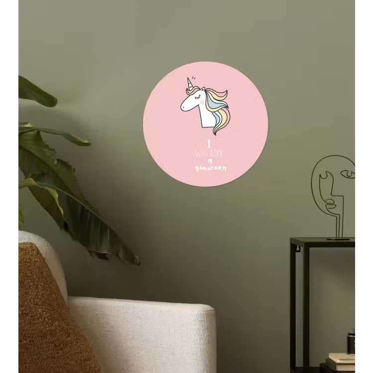 Behangcirkel - Unicorn - Quotes - Roze - I was born a unicorn - Meisjes - Kind — 3