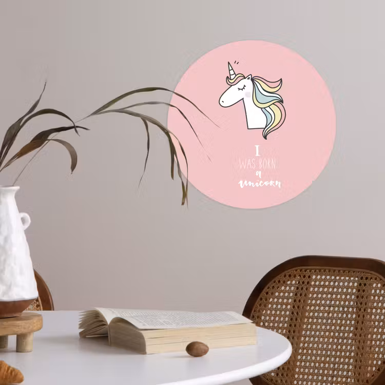 Behangcirkel - Unicorn - Quotes - Roze - I was born a unicorn - Meisjes - Kind — 4