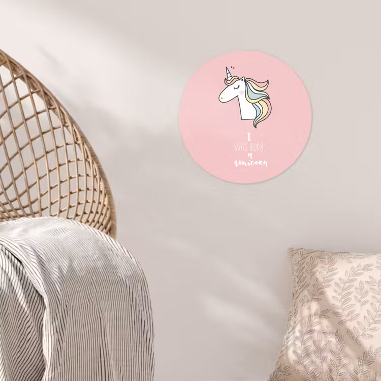 Behangcirkel - Unicorn - Quotes - Roze - I was born a unicorn - Meisjes - Kind — 5