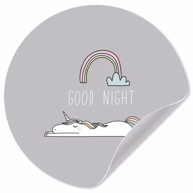 Behangcirkel - Unicorn - Regenboog - Kinderen - Quotes - Good night - Meisjes — 1