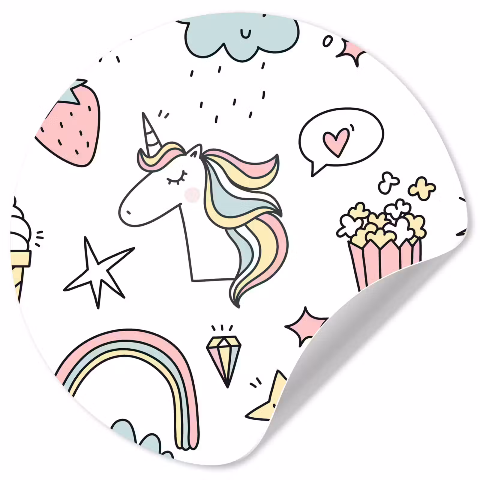 Behangcirkel - Patronen - Eenhoorn - Kinderen - Meisjes - Regenboog - Pastel — 1