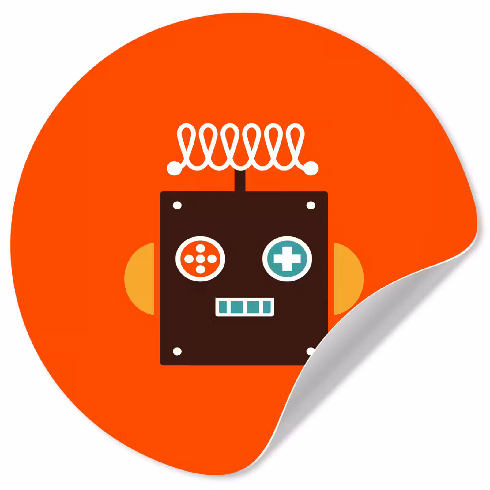 Behangcirkel - Robot - Vormen - Gezicht - Oranje - Jongens - Kinderen — 1