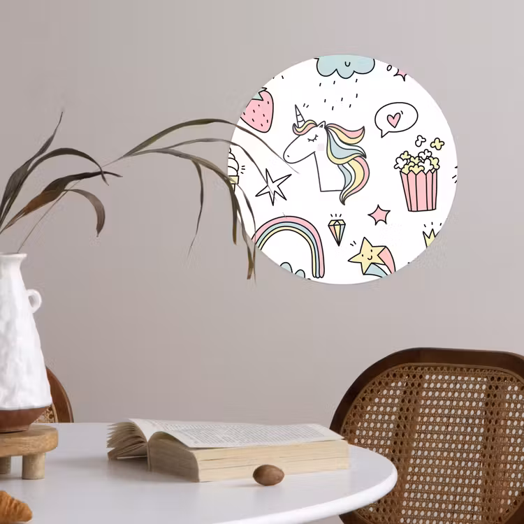 Behangcirkel - Patronen - Eenhoorn - Kinderen - Meisjes - Regenboog - Pastel — 4