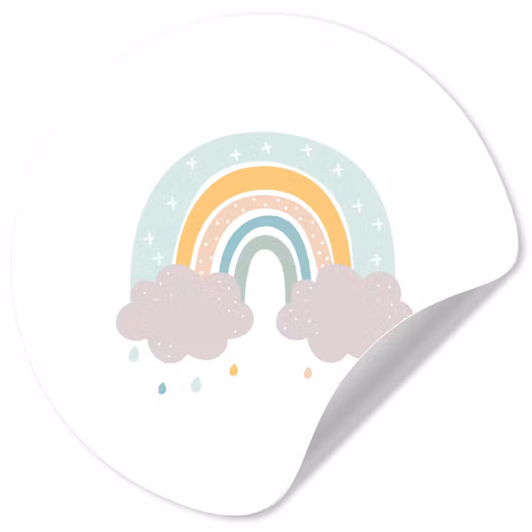 Behangcirkel - Regenboog - Wolken - Regen - Kinderen - Pastel — 1
