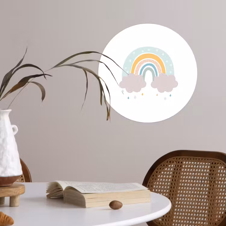 Behangcirkel - Regenboog - Wolken - Regen - Kinderen - Pastel — 4