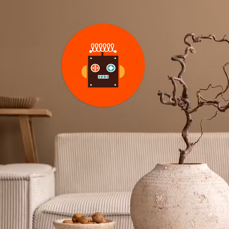 Behangcirkel - Robot - Vormen - Gezicht - Oranje - Jongens - Kinderen — 2