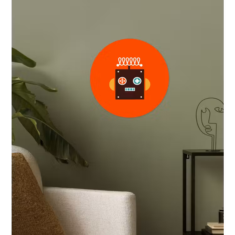 Behangcirkel - Robot - Vormen - Gezicht - Oranje - Jongens - Kinderen — 3