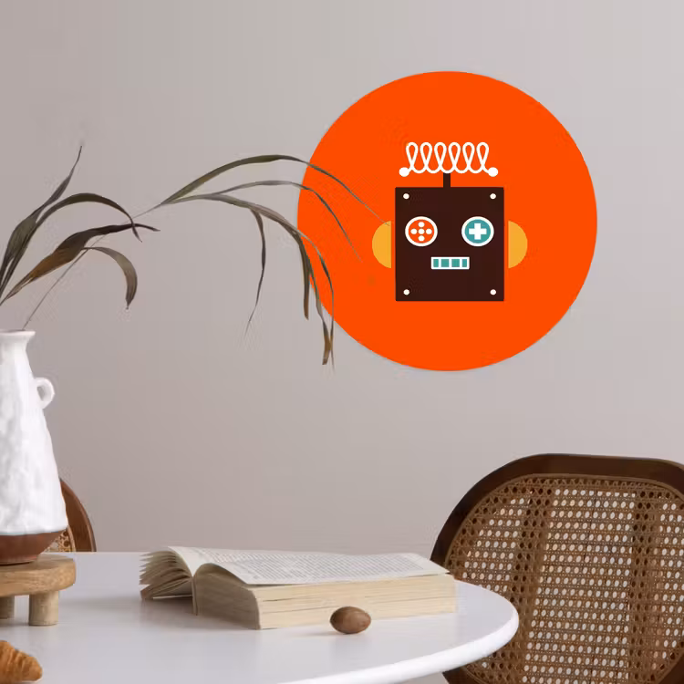 Behangcirkel - Robot - Vormen - Gezicht - Oranje - Jongens - Kinderen — 4