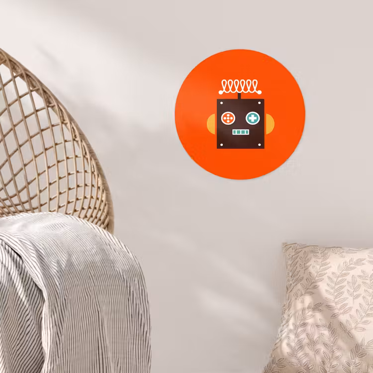 Behangcirkel - Robot - Vormen - Gezicht - Oranje - Jongens - Kinderen — 5