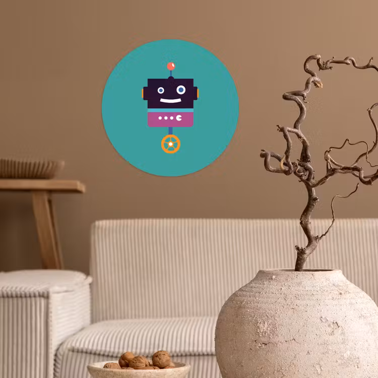Behangcirkel - Robot - Wiel - Paars - Groen - Jongens - Kids — 2