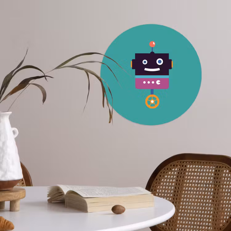 Behangcirkel - Robot - Wiel - Paars - Groen - Jongens - Kids — 4
