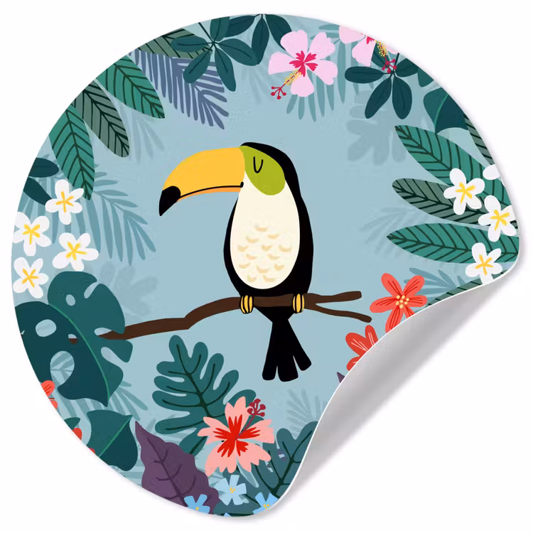 Behangcirkel - Toekan - Planten - Bloemen - Kinderen - Dieren - Kids — 1