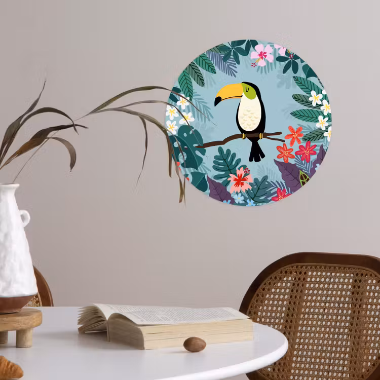 Behangcirkel - Toekan - Planten - Bloemen - Kinderen - Dieren - Kids — 4