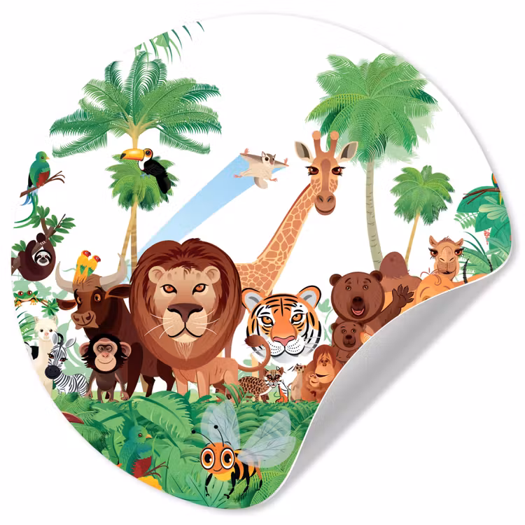 Behangcirkel - Wilde dieren - Jungle - Leeuw - Tijger - Meisjes - Kids - Jongens — 1