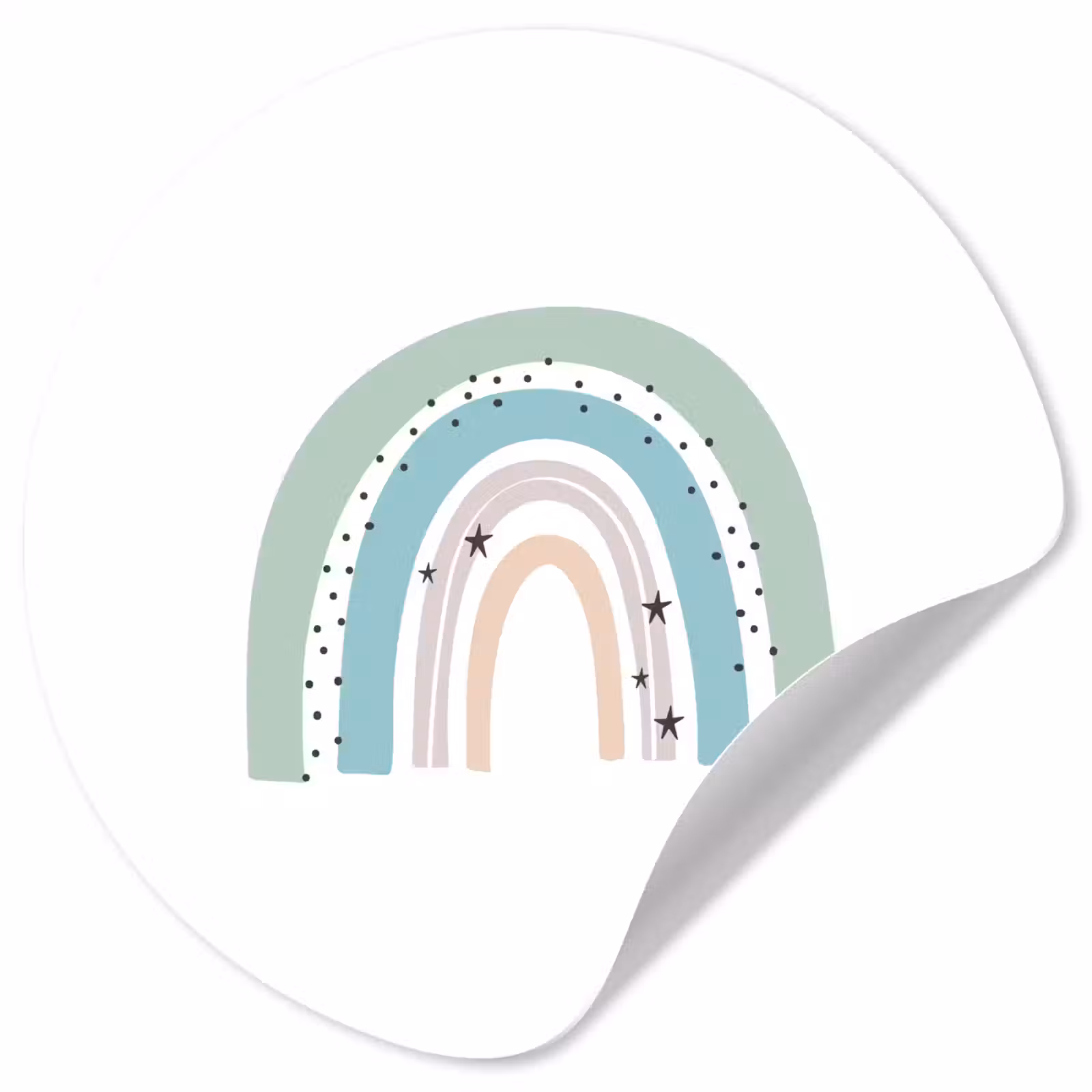 Behangcirkel - Regenboog - Kinderen - Sterren - Stippen - Pastel — 1