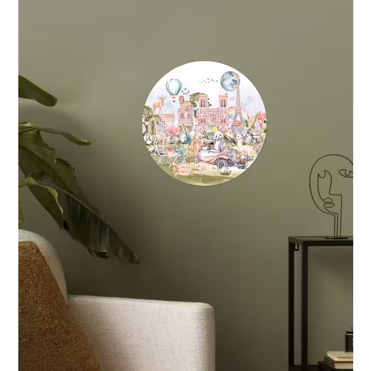 Behangcirkel - Parijs - Regenboog - Kinderen - Roze - Meisjes - Dieren — 3