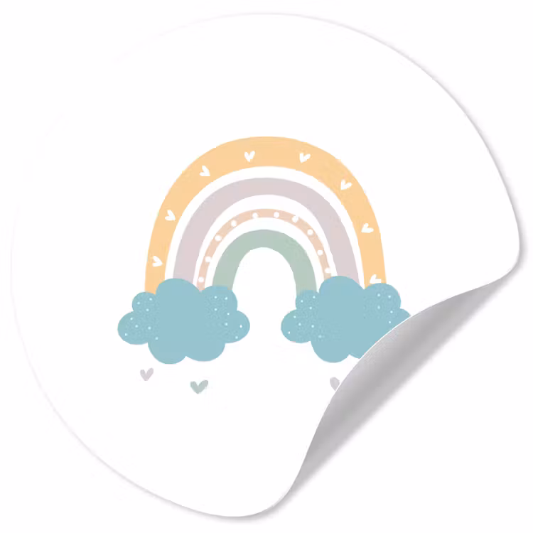 Behangcirkel - Regenboog - Hartjes - Wolken - Stippen - Pastel - Kinderen — 1