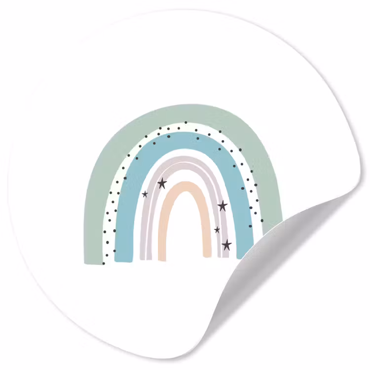 Behangcirkel - Regenboog - Kinderen - Sterren - Stippen - Pastel — 1
