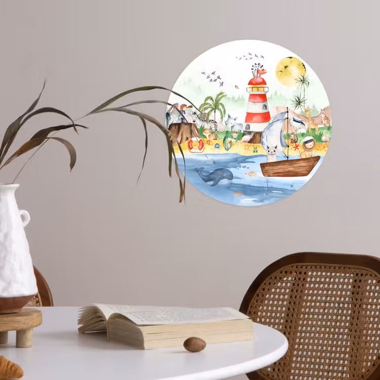 Behangcirkel - Strand - Dieren - Kinderen - Vuurtoren - Jongens — 4