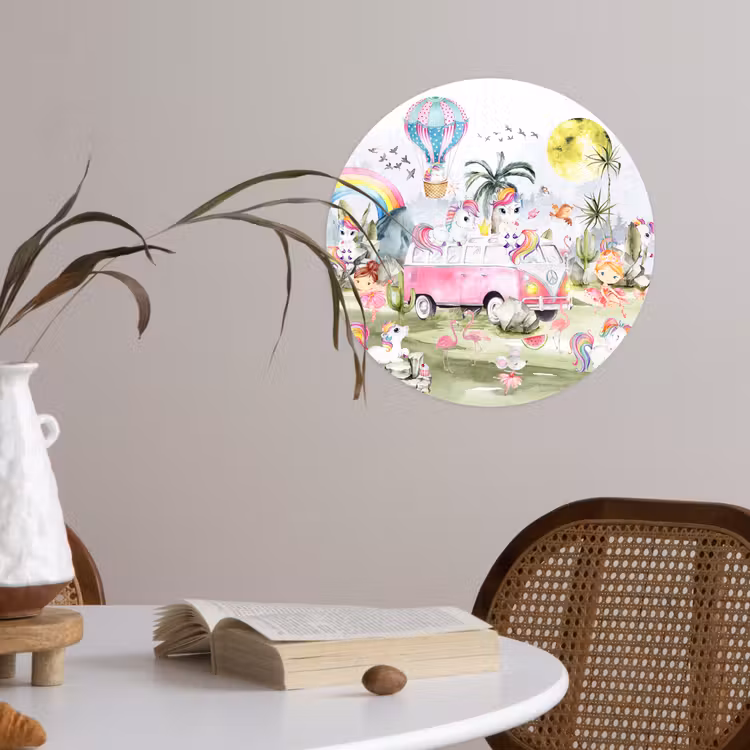 Behangcirkel - Unicorn - Regenboog - Kinderen - Meiden - Auto — 4
