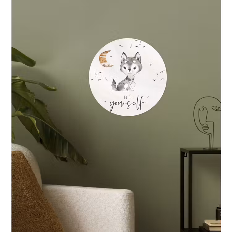 Behangcirkel - Spreuken - Wolf - Be yourself - Kinderen - Jongens - Meisjes - Waterverf — 3