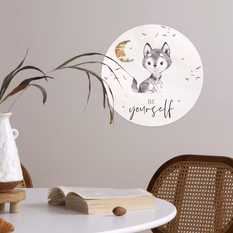 Behangcirkel - Spreuken - Wolf - Be yourself - Kinderen - Jongens - Meisjes - Waterverf — 4