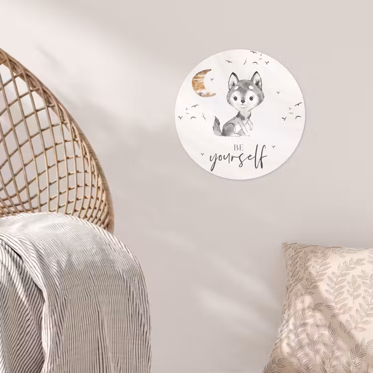 Behangcirkel - Spreuken - Wolf - Be yourself - Kinderen - Jongens - Meisjes - Waterverf — 5