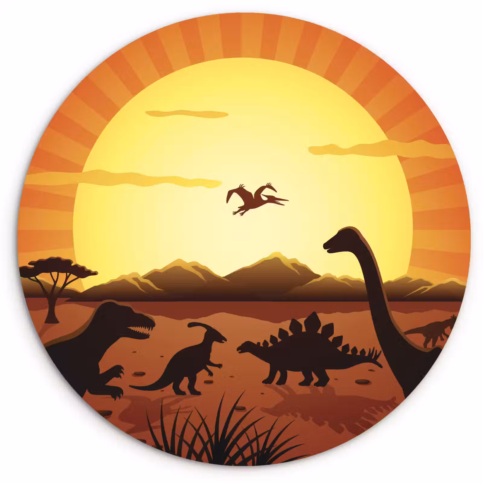 Muurcirkel - Dino - Zon - Natuur - Tekening - Kinderen - Jongens — 1