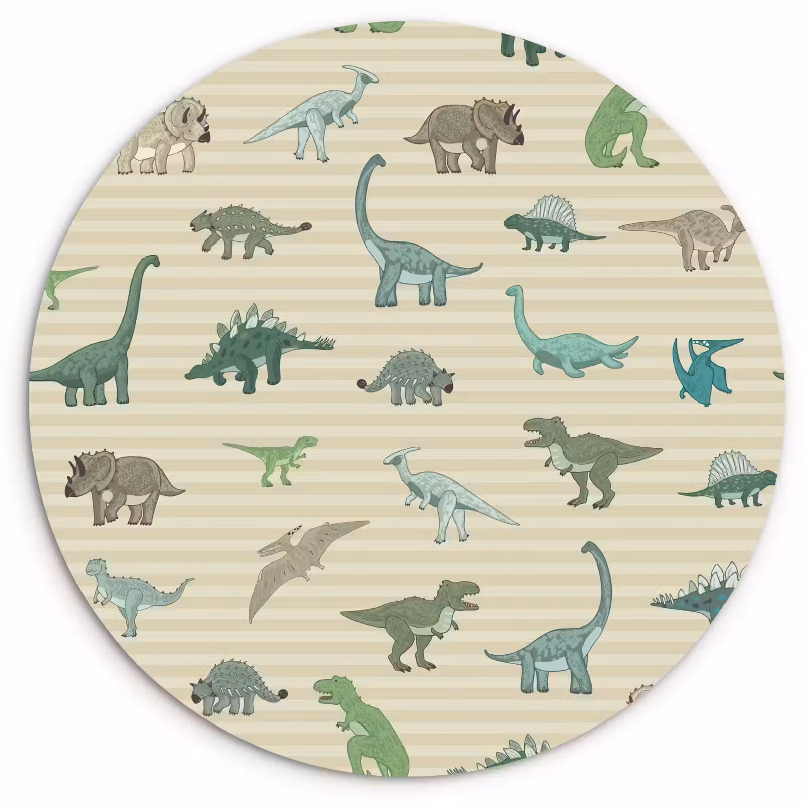 Muurcirkel - Dinosaurus - Bruin - Groen - Jongens - Meisjes - Kinderen — 1