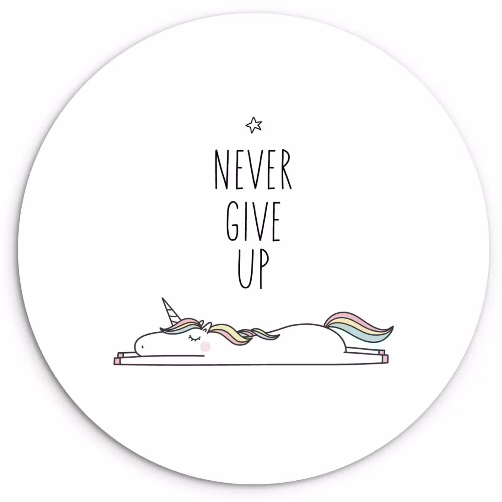 Muurcirkel - Unicorn - Kinderen - Quotes - Never give up - Meisjes — 1