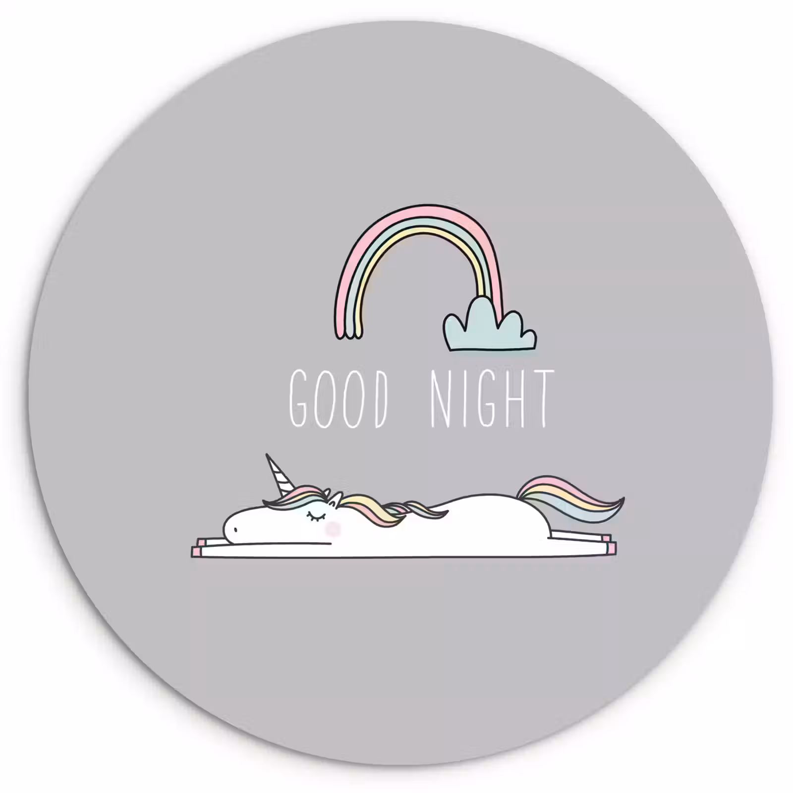 Muurcirkel - Unicorn - Regenboog - Kinderen - Quotes - Good night - Meisjes — 1