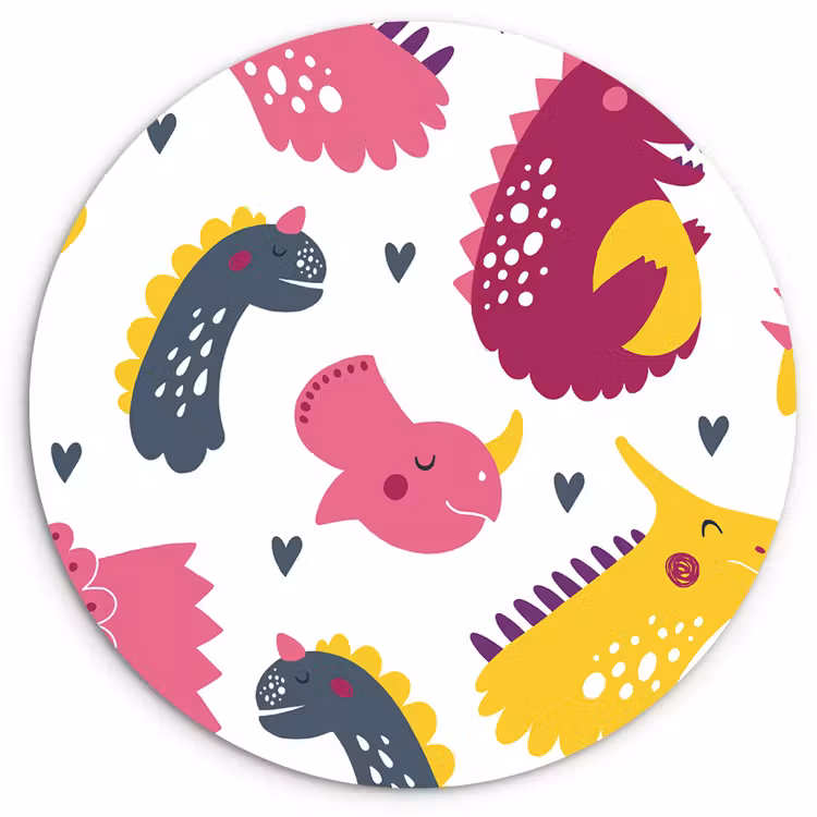 Muurcirkel - Dino - Patronen - Kind - Roze - Meisjes — 1