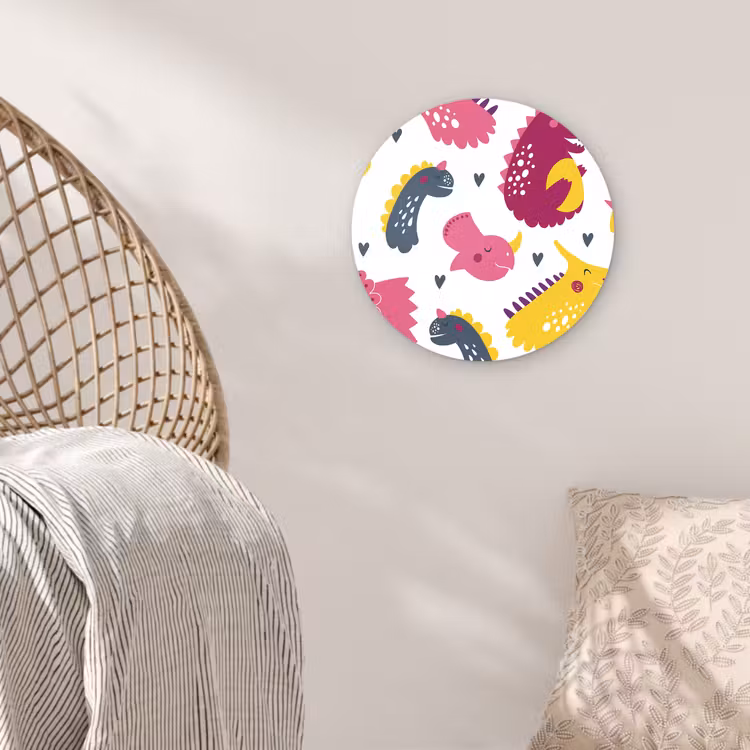Muurcirkel - Dino - Patronen - Kind - Roze - Meisjes — 5