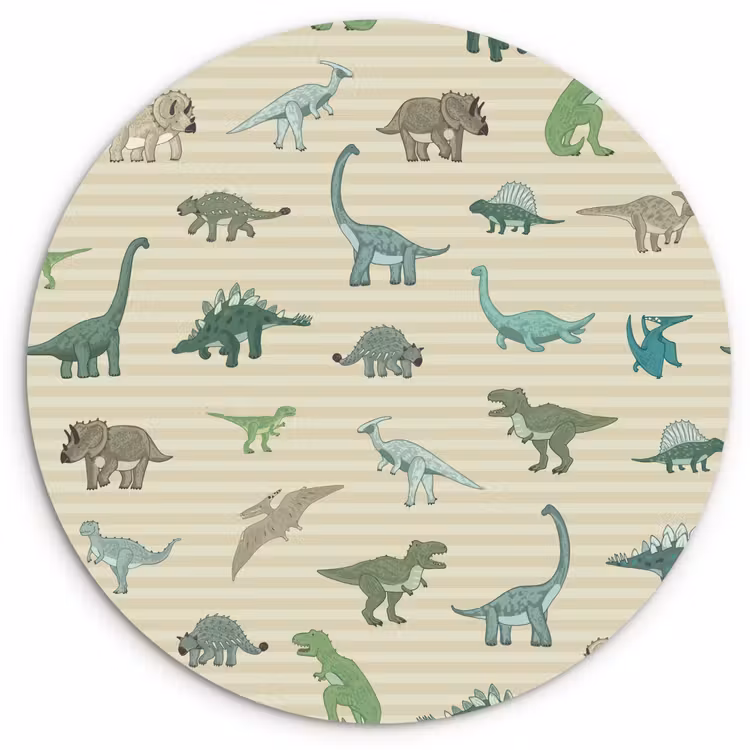 Muurcirkel - Dinosaurus - Bruin - Groen - Jongens - Meisjes - Kinderen — 1