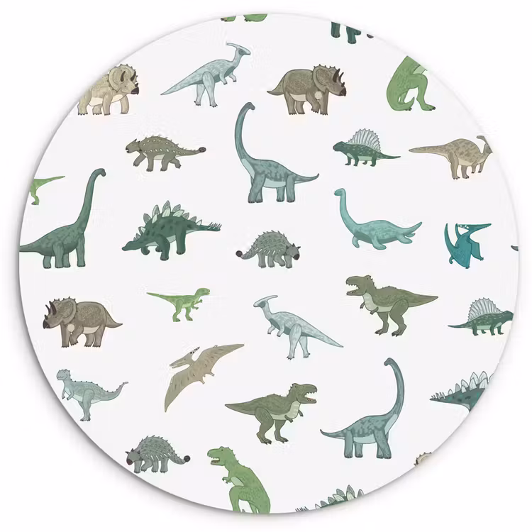 Muurcirkel - Dinosaurus - Groen - Jongens - Bruin - Kind - Patronen — 1