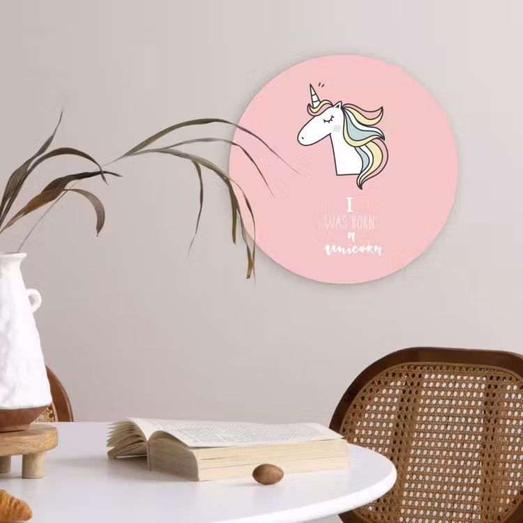 Muurcirkel - Unicorn - Quotes - Roze - I was born a unicorn - Meisjes - Kind — 4