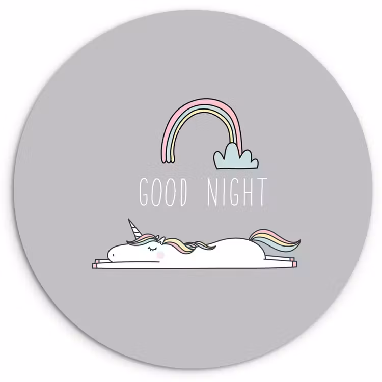 Muurcirkel - Unicorn - Regenboog - Kinderen - Quotes - Good night - Meisjes — 1