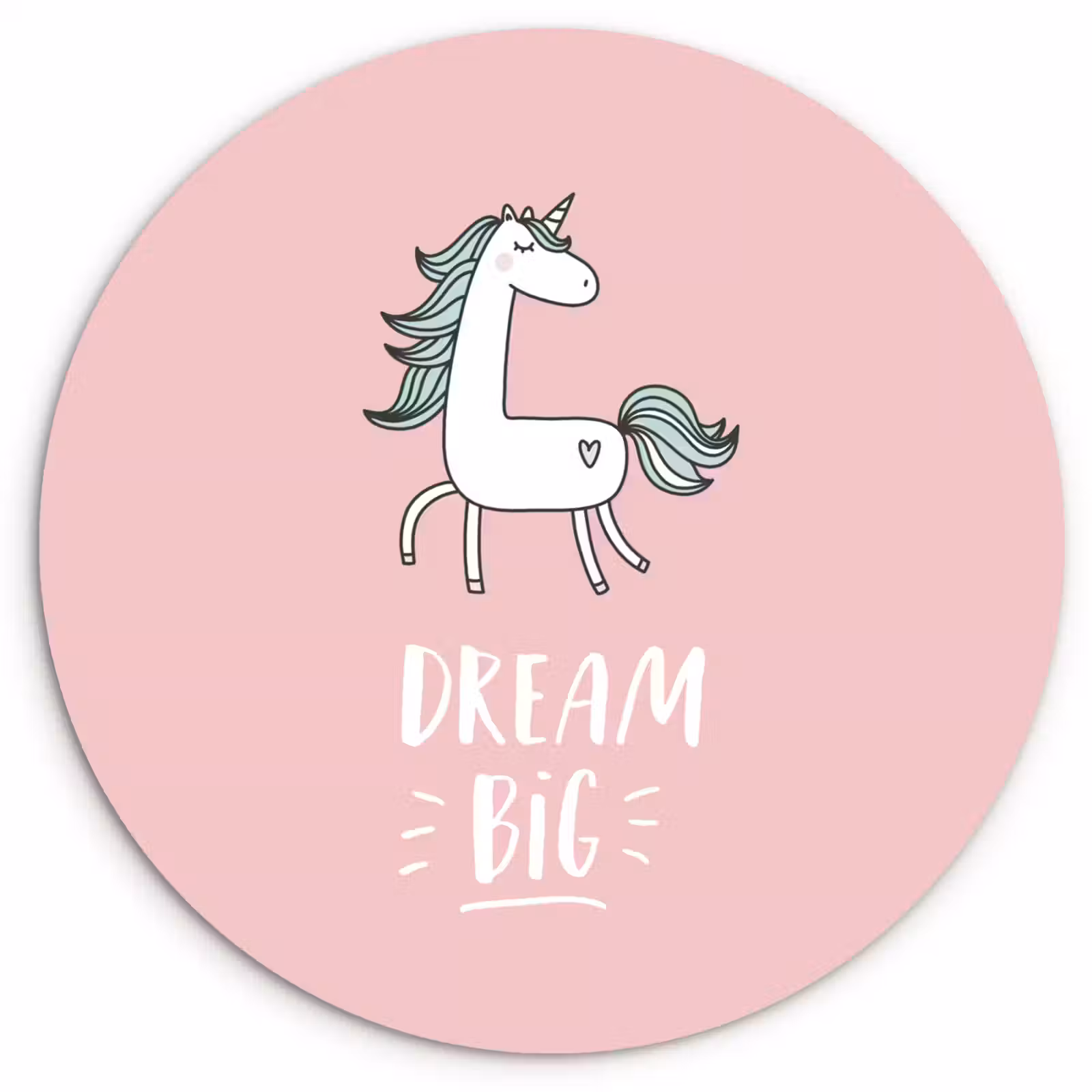 Muurcirkel - Eenhoorn - Kinderen - Quotes - Dream big - Meisjes - Roze — 1