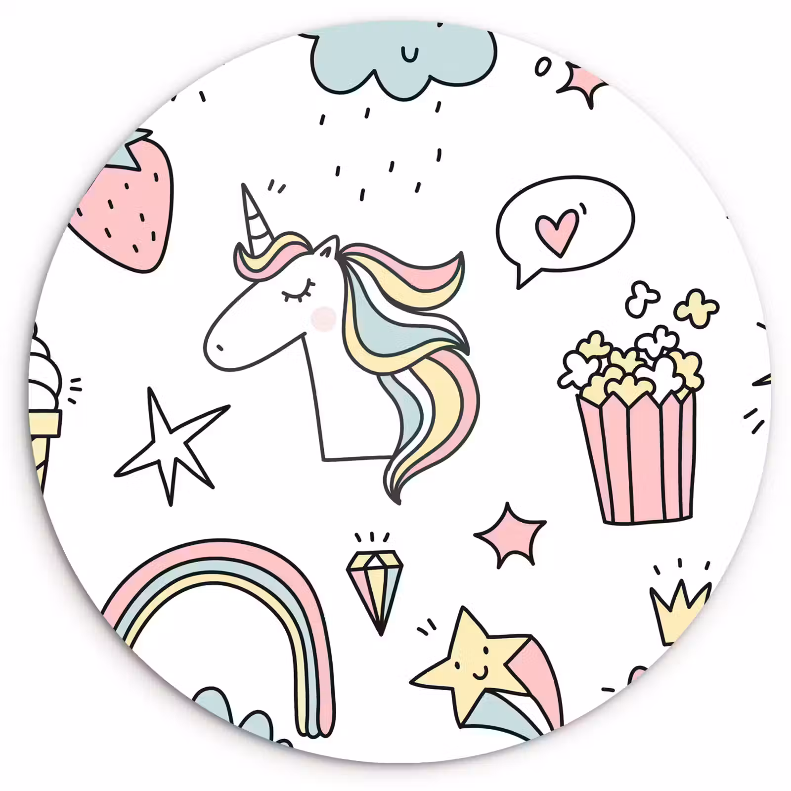 Muurcirkel - Patronen - Eenhoorn - Kinderen - Meisjes - Regenboog - Pastel — 1