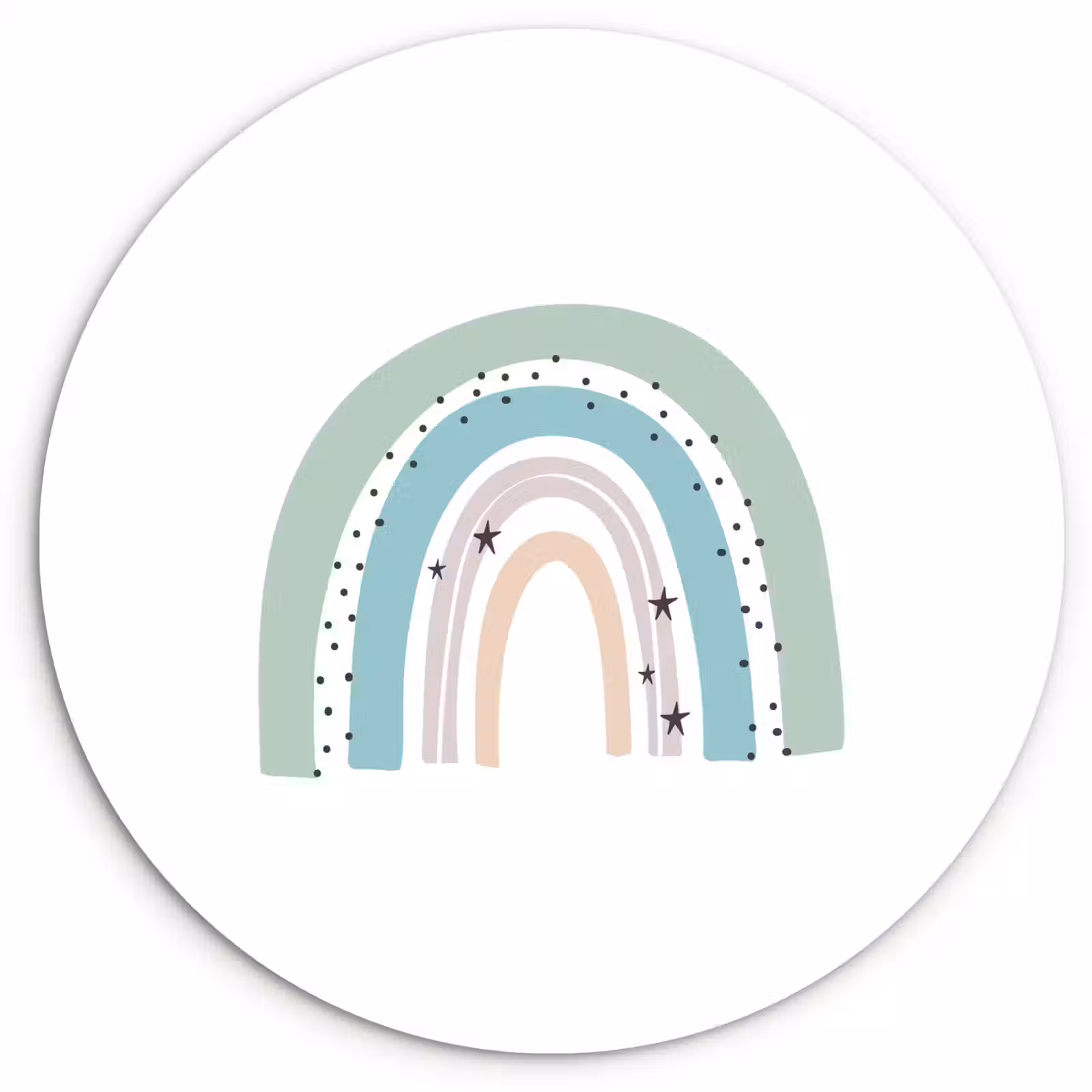 Muurcirkel - Regenboog - Kinderen - Sterren - Stippen - Pastel — 1
