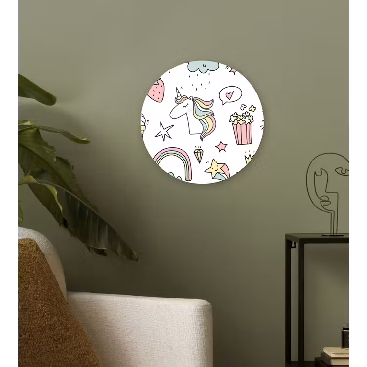 Muurcirkel - Patronen - Eenhoorn - Kinderen - Meisjes - Regenboog - Pastel — 3